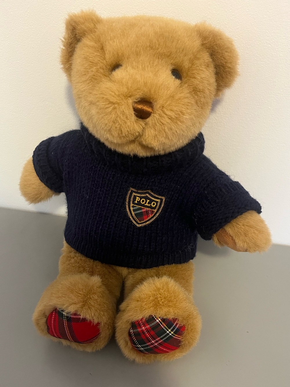 Polo Ralph Lauren 2008 teddy bear wearing blue knit sweater - Picture 1 of 8